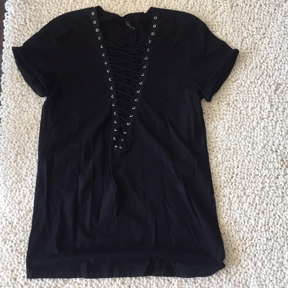 Black lace up shirt from LF’s Emma and Sam - Picture 1 of 3
